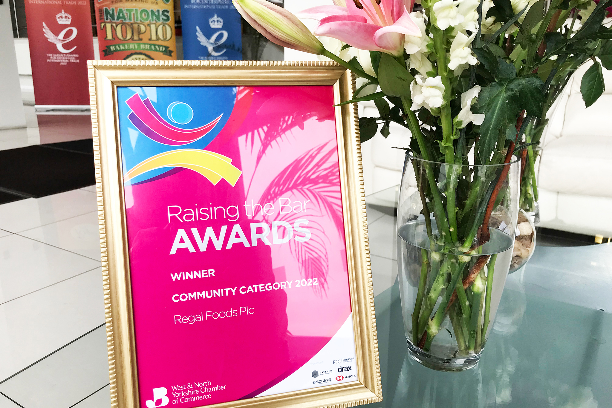Regal Food Products Group Plc are thrilled to have won the Community Award at the West & North Yorkshire Chamber of Commerce Raising the Bar Awards.